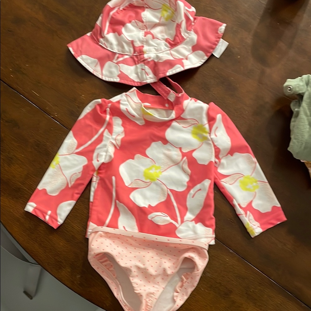 Floral Pink and White Swimsuit Set